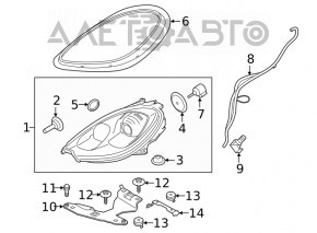 Headlight front left bare Porsche Macan 15-18 halogen, under washer