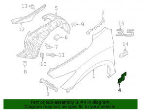 Lower Front Left Fender Bracket Infiniti JX35 QX60 13-14
