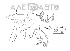 Mudguard rear right Chrysler 200 11-14