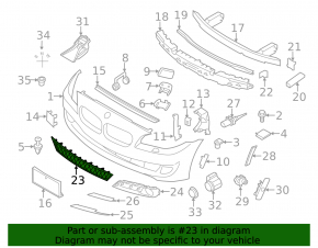 Lower front bumper grille for BMW 5 GT F07 10-17 Without M package, 2014-17, without adaptive cruise