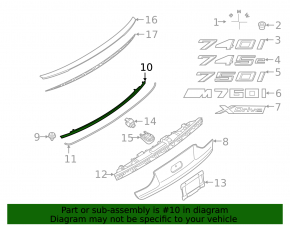 BMW 7 G11 G12 20-22 trunk lid molding, gloss black