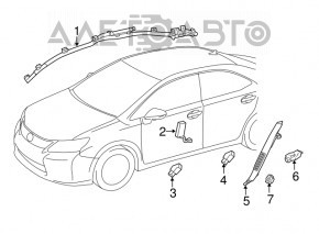 Airbag airbag side curtain right Lexus Hs250h 10-12 rusty pyropatron