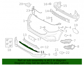 Ford Edge 19-24 front bumper lip trim, black, worn
