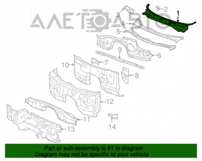 Plastic windshield wiper grille for a 2009 Dodge Challenger