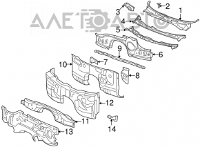 Plastic windshield wiper grille for a 2009 Dodge Challenger