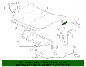 Hood hinge right Honda Accord 18-22
