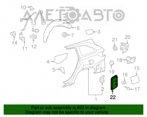 Right ventilation shield Toyota Highlander 14-19 broken mount