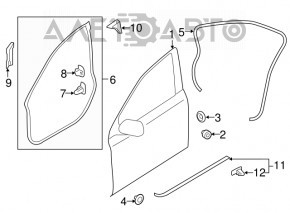Door seal front left Subaru Legacy 15-19