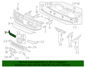 Radiator grille molding right Honda Clarity 18-21 usa chrome