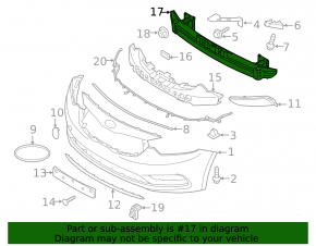 Front bumper reinforcement Kia Forte 4d 14-16 prerest