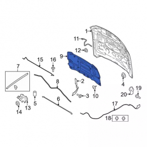 Ford Mustang mk6 15-17 GT hood insulation under air ducts
