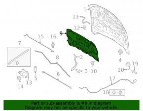 Ford Mustang mk6 15-17 GT hood insulation under air ducts