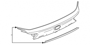 Ford Edge 19-24 tailgate trim with chrome molding, without emblem