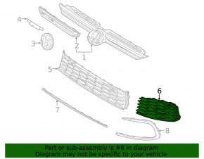 Left bumper grille VW Golf 22-24 for parking sensors, GTI