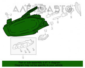 Headlight front left Dodge Dart 13-15 halogen black