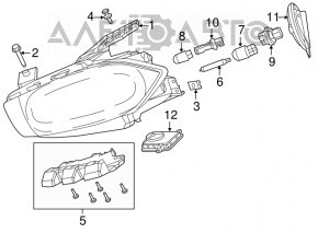 Headlight front left Dodge Dart 13-15 halogen black