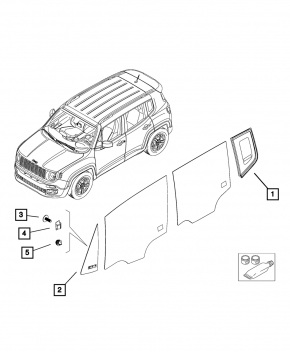 Rear right blind glass window Jeep Renegade 15-23