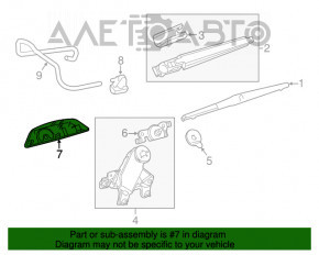 Toyota Highlander 14-19 black trunk wiper trapezoid trim, for opening glass