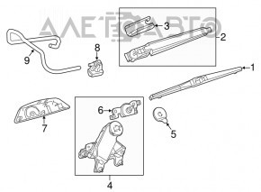 Toyota Highlander 14-19 black trunk wiper trapezoid trim, for opening glass