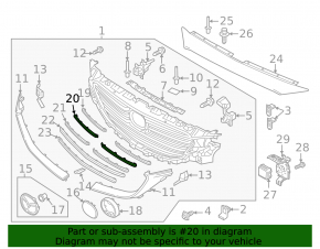 Upper left radiator grille molding Mazda CX-9 16-23 central, chrome