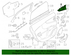 Door trim panel (cards) rear left Audi A6 C7 12-18 wood grain (brown ash), scratches