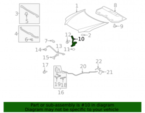 Hood hinge right Toyota Highlander 08-13