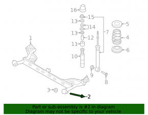 Rear subframe mounting bolt 2pcs Nissan Leaf 11-17