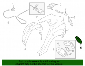 Subaru Impreza 5d 17-23 fuel filler flap complete with housing