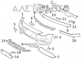 Front bumper grille right Infiniti QX30 17-18 AWD for parking sensors