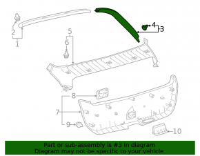 Trunk door trim right Toyota Prius 50 16-22 black, under shelf, scratch