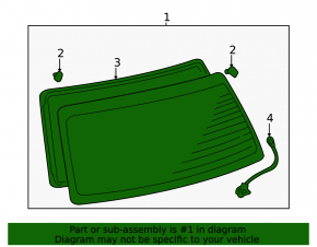 Rear window for the tailgate of a Toyota Highlander 2001-2007