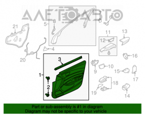 Door trim card front right Acura TLX 15-17 leather beige, lining defect