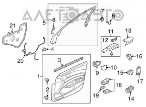 Door trim card front right Acura TLX 15-17 leather beige, lining defect