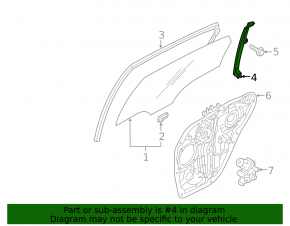 Rear right door glass guide for Hyundai Sonata 20-26