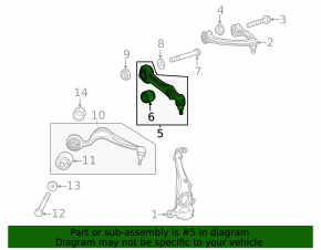 Lower control arm, front left rear, Mercedes C-class 43 AMG W206 23-26 AWD, with silent block and ball joint