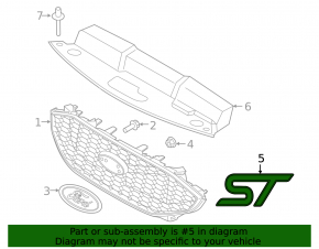 Emblem inscription ST radiator grill grill Ford Edge 19-24