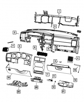 Glove box, glove compartment Dodge Challenger 09-14 prerest black