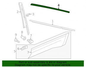 Upper rear right door molding for VW Atlas 18-26