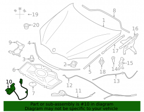 Right hood lock BMW X5 F15 14-18 with sensor