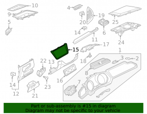VW Tiguan 18-24 central dashboard trim, graphite, scratches