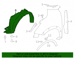 Front right fender liner for Nissan Kicks 21-25 restyling, SR, SV