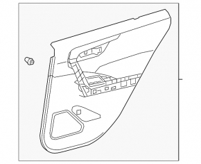 Rear left door panel for Toyota Rav4 19-24 black, black leather armrest, black plastic insert, gray molding with handle, scratches