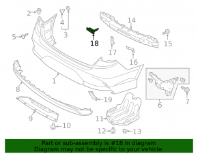 Right rear bumper reinforcement fang for Hyundai Sonata 15-19