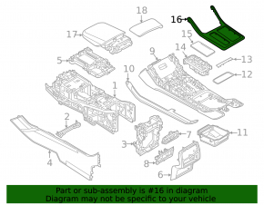Upper center console trim for Audi Q8 19-25, gloss black