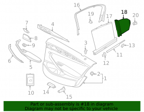 Black rear right door curtain for BMW 5 G30 17-23, for window