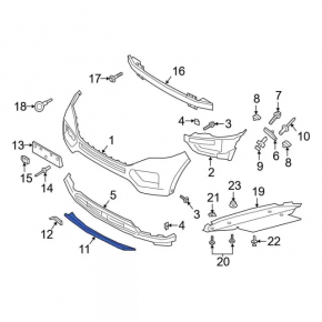 Front bumper lower trim Ford Explorer 20-24 black gloss, ST
