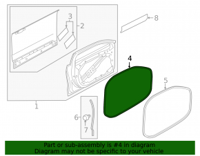 Front left door seal Volvo V90 17-22 usa