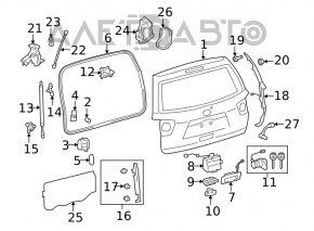 Rubber seal for the trunk door Toyota Sequoia 08-16