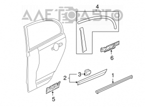 Molding door rear left lower Honda Civic 4d 06-09