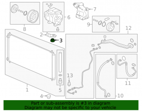 Upper left air conditioner radiator mount for Acura TLX 15- with bracket, rubber + metal